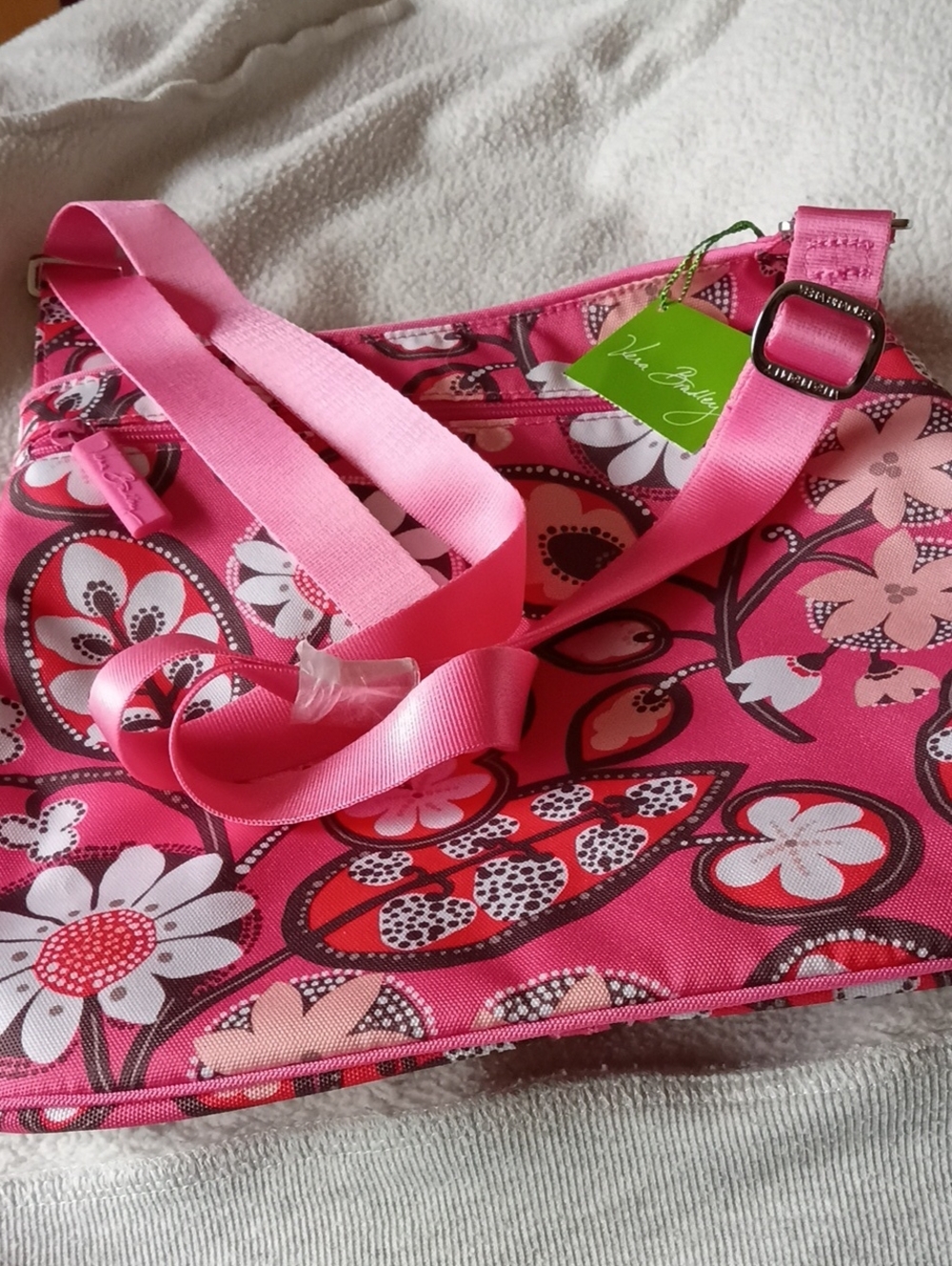 Vera Bradley Hot Pink Floral  Crossbody, Shoulder, Laptop Bag, NWT, Much Storage